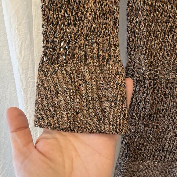 White House Black Market Open Knit Womens Size Small Metallic Brown - Picture 3 of 6